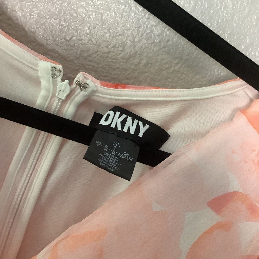 Coral Floral Feminine Romantic Tiered Babydoll Tied Waist Maxi Dress Sz 4 Summer - Picture 7 of 8